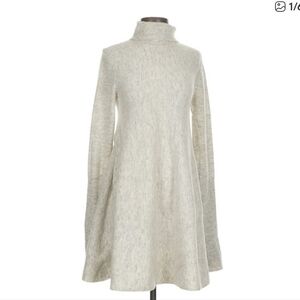 COS 100% Wool Light Gray Turtleneck Sweater Dress - XS
